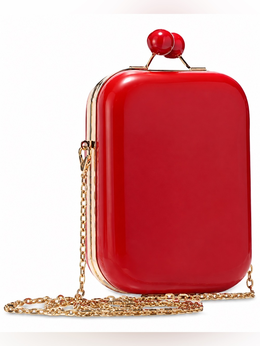 Elizabeth Arden Red Kiss Lock Mini Crossbody Clutch Purse Hard Case Red 6”x4.5”